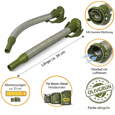 Produktbild von Ausgießer Kanister für 20l 10, 5, L Einfüllstutzen Benzinkanister Diesel L36 cm