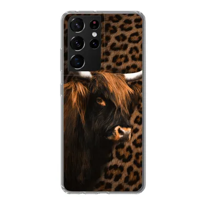Produktbild von MuchoWow® Handyhülle Schutzhülle Hülle für Samsung Galaxy S21 Ultra Schottischer Highlander - Pelz - Pantherdruck Silikon Softcase Handy Hülle - Mobiltelefon