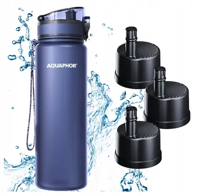 Imagen del producto de Botella filtrante AQUAPHOR CITY de 800 ml, color azul oscuro, + 3 filtros