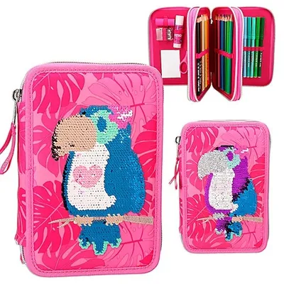 Produktbild von TOPModel 3-fach Federmäppchen mit Streichpailletten TROPICAL pink 10549