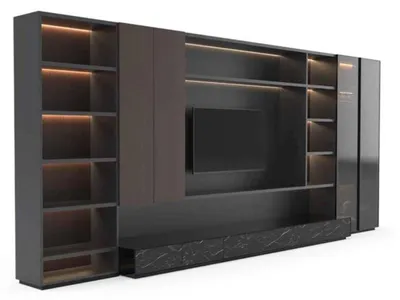 Produktbild von Moderne Wohnwand Wohnzimmer Schrankwand Modern braun Holz Schrank