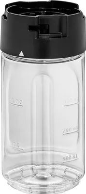 Produktbild von WMF 61.3022.2143, Mixer-Flasche, Schwarz, Transparent, Kunststoff, 0,3 l, Kult X Zubehör, 1x Mixbhälter 300 ml, 1x Messerbaugruppe - Flachklinge, 1x Verschlussdeckel