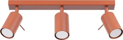 Image de Plafonnier RING 3L rouge ochra 3xGU10 10W acier 17x6x45cm Sollux Lighting