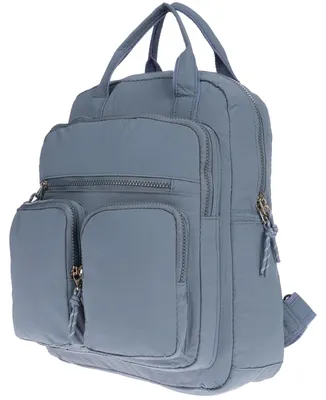 Produktbild von Kleiner Damen Rucksack Tasche Henkeltasche Nylon Optik Bag Freizeit Hellblau