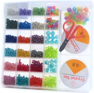 Produktbild von Perlen Set zur Schmuckherstellung - Bunte Perlen für Armbänder - Kreativset im Organizer Box