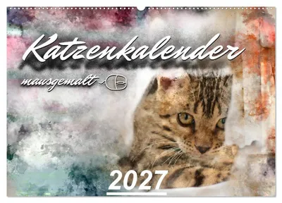 Produktbild von Katzenkalender mausgemalt (Wandkalender 2027 DIN A2 quer), CALVENDO Monatskalender