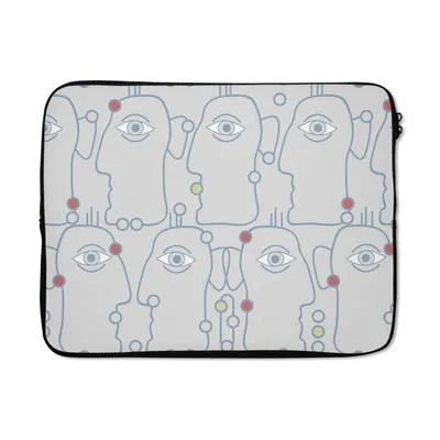 Produktbild von MuchoWow® Laptop Hülle 15 Zoll Strichzeichnung - Gesicht - Muster Laptoptasche - Laptoptasche - Sleeve - Rundum-Schutz
