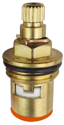 Produktbild von Ventilkartusche, Kupfer/Keramik – Ersatzteil für Küche/Bad – geeignet für Warm- und Kaltwasser – 20 Zahnräder – inklusive roter/blauer Membran – Armaturenteil