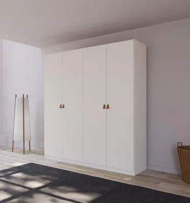 Produktbild von Kleiderschrank Drehtürenschrank Quadra-Spin | 4-türig | alpinweiß | 181x210 | Griff Homey