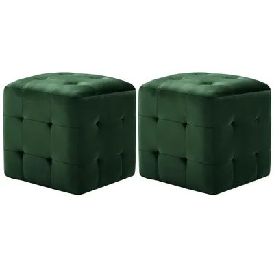 Immagine prodotto di Pouf 2 pezzi. Tessuto di velluto verde 30x30x30 cm
