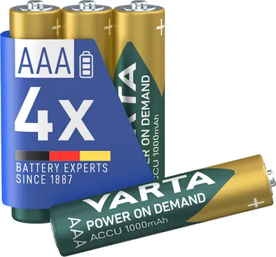 Image de Piles AAA VARTA, rechargeables, lot de 4, technologie Power on Demand