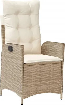 Produktbild von vidaXL Gartensessel mit Kissen Verstellbar Beige Poly Rattan