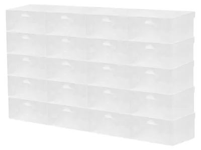 Obrázek produktu pro Úložné boxy na boty, stohovatelné, sada 20 kusů, BÍLÉ