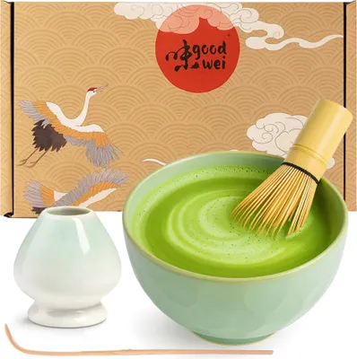 Immagine prodotto di Set matcha "Hasunomi" con ciotola, frustino e supporto – set ideale per iniziare la cerimonia del tè matcha con stile