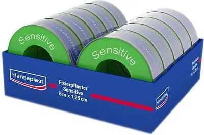 Produktbild von Hansaplast Fixierpflaster Sensitive - 5 m x 1,25 cm - 4005800169199 | Packung (5 m)