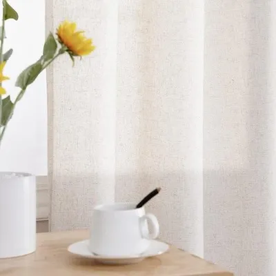 Produktbild von Leinenvorhänge - Küchenvorhänge - 2er-Set - Beige - 65 x 115 cm