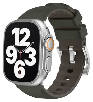 Obrázek produktu pro Pro Apple Watch SE 2023 40mm Dvoubarevný silikonový sportovní náramek Náhradní pásek na ruku tmavě zelený