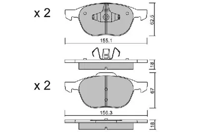 Produktbild von AISIN BPFO-1004 Bremsbeläge Satz Vorne Bremsklötze für FORD FOCUS III Turnier Focus II Schrägheck (DA, HCP, DP) Focus II Kombi (DA, FFS, DS) FOCUS III