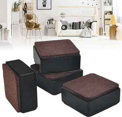 Productafbeelding van Meubelverhogers vierkant 4 stuks van staal, antislip en zelfklevend 60x60x32mm
