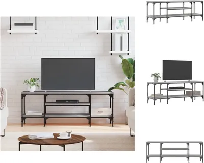 Obrázek produktu pro vidaXL TV skříňka Grey Sonoma 121x35x45 cm Materiál na bázi dřeva a železa - TV nábytek
