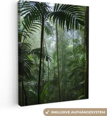 Produktbild von MuchoWow® - Leinwandbilder - Regenwald - Tropisch - Dschungel - Bäume - Pflanzen, Wandbild, Wanddeko Bilder Wohnzimmer, 90x120cm