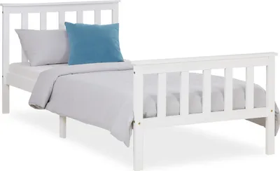 Image de Lit en bois simple Lit enfant 90x200 Jeunesse de lit massif blanc pin cadre