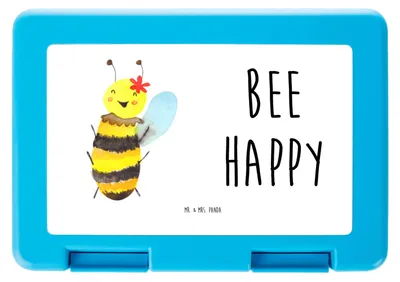 Produktbild von Mr. & Mrs. Panda Bento Box Biene Happy - Weiß - Geschenk, Snackbox, Vorratsdose, Lebensmittel Aufbewahrungsbox, Bentobox, Lunchbox