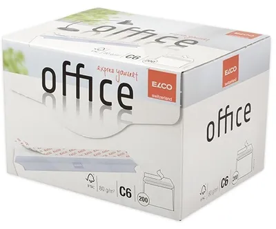 Produktbild von Elco Office C6, C6 (114 x 162 mm), Weiß, 80 g/m², 114 mm, 162 mm, 200 Stück(e)