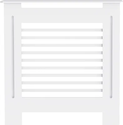 Image de WISFOR Habillage de radiateur Couverture de radiateur avec étagère Housse de radiateur Parallèle Lamell Blanc, 78x19x92cm