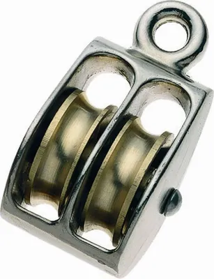 Produktbild von Conacord doppelte Blockseilrolle aus vernickeltem Stahl mit Messing-Umlenkrollen für Seile bis 6 mm Ø