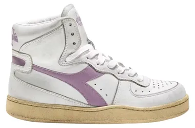 Image de Baskets Diadora Mi Basket pour femmes, style vintage, en cuir, montantes, collection "Used", taille 38