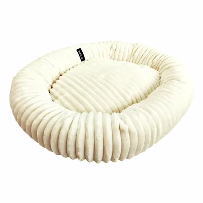 Produktbild von 4L Textil LUNA Kuscheliges Hundebett kleine Hunde Katzenbett flauschig Hundekörbchen kleine Hunde Hundekorb für Welpen Hundekissen Katzenkissen waschbar (75x65 cm, Beige)