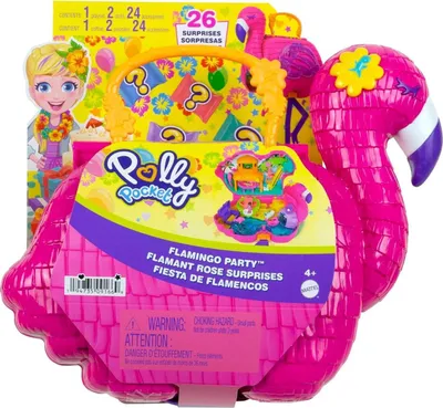 Produktbild von Mattel HJN76 - Polly Pocket - Spielset mit 26 Überraschungen, Flamingo-Party (HGC41)