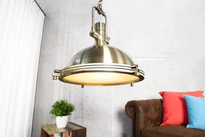 Zdjęcie produktu dla Lampa wisząca Casa Padrino Industrial, kolor brązowy, wymiary 45 x 45 x 45 cm, solidna lampa w stylu industrialnym, o wyglądzie vintage
