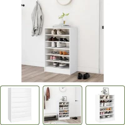 Zdjęcie produktu dla The Living Store Szafka na buty biała 60x35x92 cm Materiał drewnopochodny