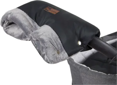 Produktbild von BABYLUX Handmuff für Kinderwagen Große Muff Handwärmer mit Kunstfell Handschuhe für Buggy Kinderwagenmuff (MD4 Grau)