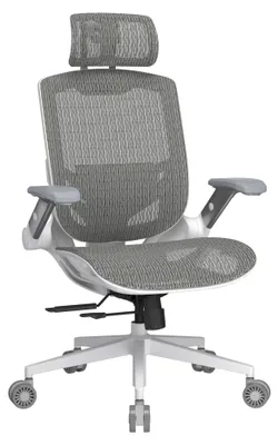 Ergonomischer Mesh-Gamingstuhl, Weiß, verstellbar, 120 kg