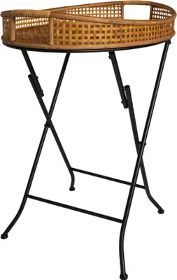 Obrázok produktu pre Bočný stolík - prírodný - 62x43x69,5 cm - bambus - oceľový rám
