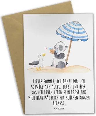 Produktbild von Mr. & Mrs. Panda Grußkarte Lieber Sommer - Weiß - Geschenk, Sommerferien Abschiedsgeschenk, Frühling, Klappkarte, Summer Vibes, Feelings, Sommergefühle, Strand, Kamin