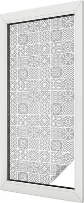 Obrázok produktu pre Vitrážová fólia na okno - 116x50 cm - vitrážový vzor - nepriehľadná dekoratívna fólia na ochranu súkromia - samolepiaca, UV ochrana - geometrická elegancia