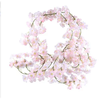 Immagine prodotto di Ghirlanda di fiori di ciliegio artificiali, 2 pezzi, lunghezza 1,8 metri, colore rosa