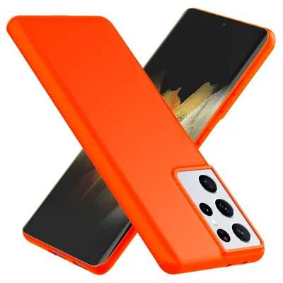 Produktbild von NALIA Neon Handy Hülle für Samsung Galaxy S21 Ultra, Silikon Case Cover Bumper Orange