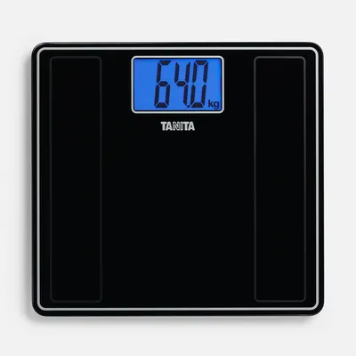 Produktbild von TANITA HD-382 Digitale Personenwaage Glas 150kg – Extra Großes LCD Display mit Hintergrundbeleuchtung – Präzise Badezimmerwaage Schwarz