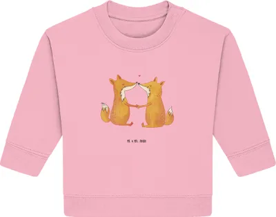 Produktbild von Mr. & Mrs. Panda Organic Baby Pullover Füchse Liebe 24. - 36. Monat - Baumwolle Pink - Geschenk, Freundin, Fuchs, Bullover, Fox