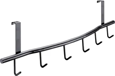 Produktbild von Hettich Türhängegarderobe Stahl 595 x 170 x 90 mm mit 7 Haken schwarz - 1 Stück