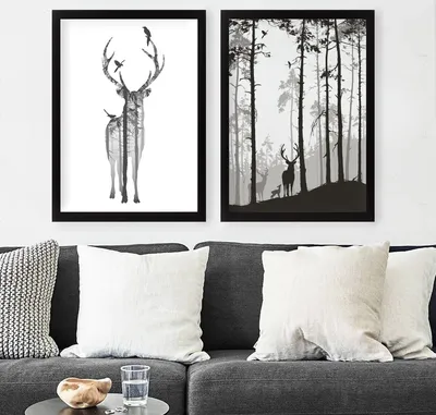 Produktbild von Wallity, SET_083- LUL1133, Weiß,Schwarz, Leinwandbilder, 34 x 44 cm, 100% MDF (Dicke: 2 cm)