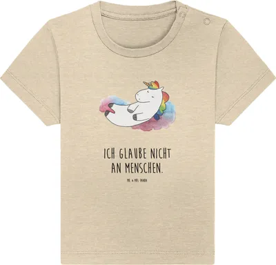 Produktbild von Mr. & Mrs. Panda  T-Shirt Einhorn Wolke 7 12. - 18. Monat - Natural Raw - Geschenk, Unicorn, Kinder Top, Glaube, Shirt, Menschen, Baby, Einhörner, Babyshirt, Organic