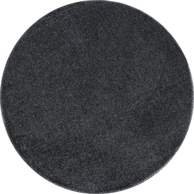 Productafbeelding van Kortpolig vloerkleed voor de woonkamer, grijs, 160x160 cm, rond, effen kleur