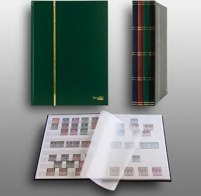 Produktbild von Prophila Collection 16 weiße Seiten A4 Briefmarken-Einsteckbuch grün