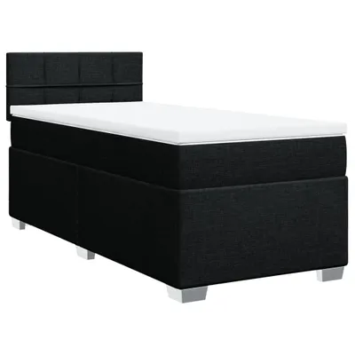 Image de Sommier à lattes de lit avec matelas Noir 90x190 cm Tissu